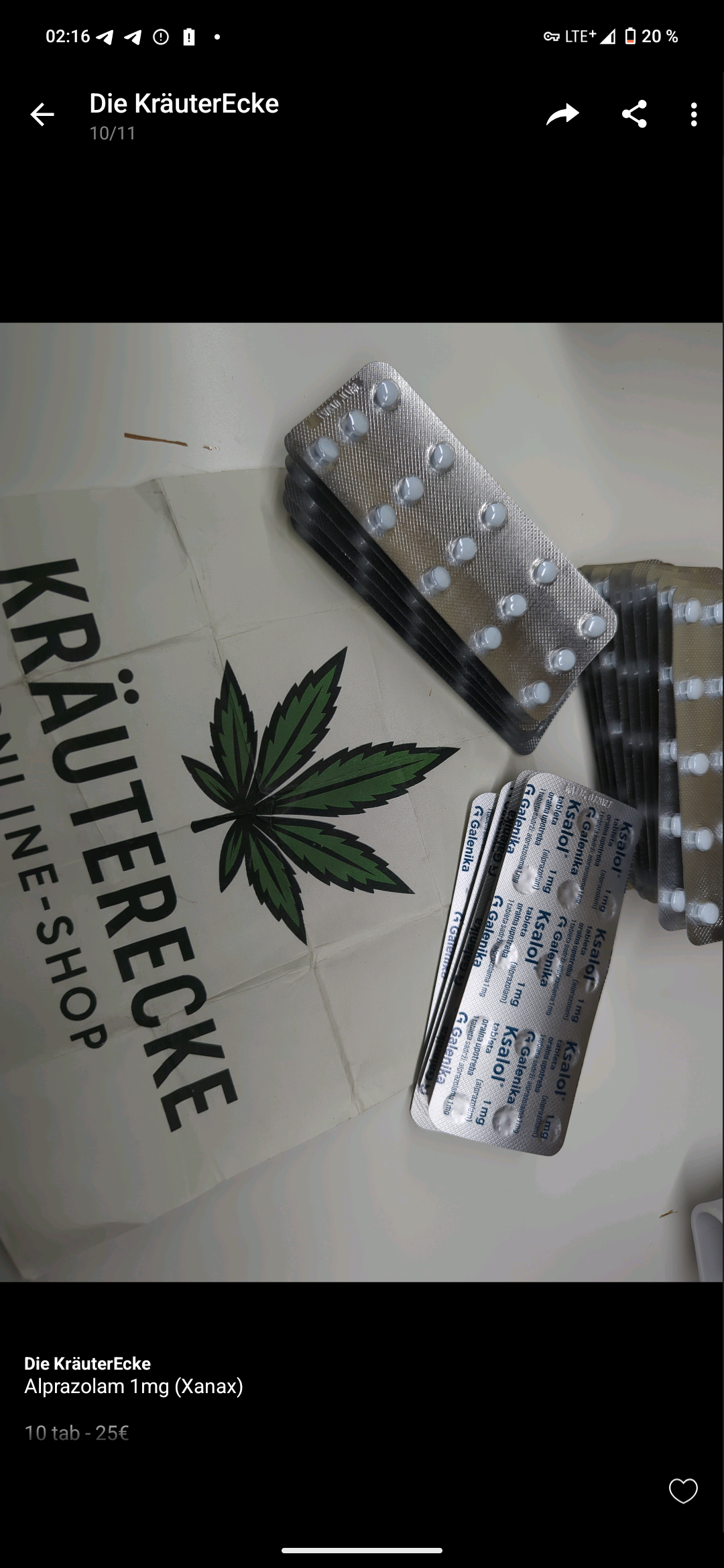 Alprazolam 1mg (Xanax)